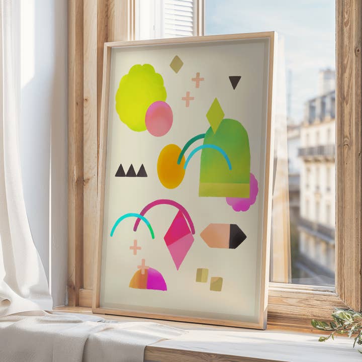 Abstrakt Print, Farverigt, Former, Moderne kunst, Legende for engroshandel hos Kate Fox Design