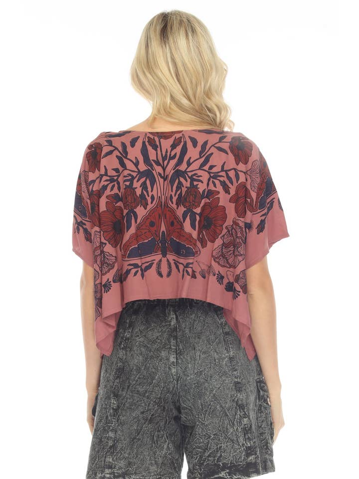Lakhays Collection Inc. - Wholesale Blouse - Women's - Luna Moth Scarf Crop Top