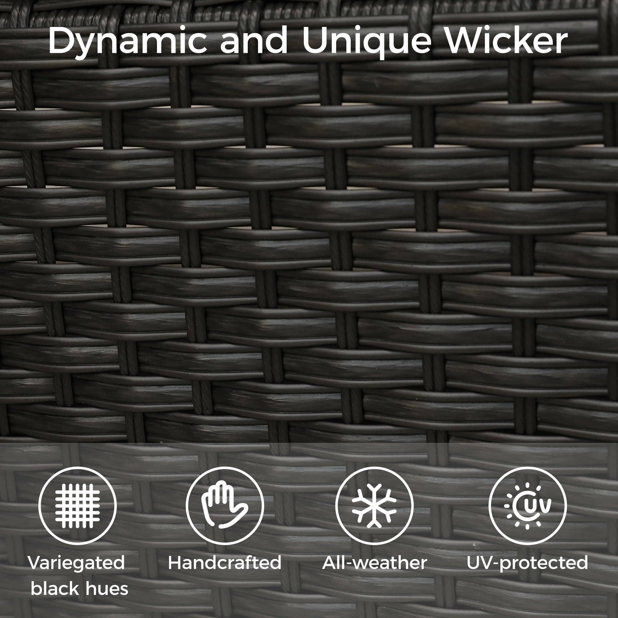 Blue 6 Pcs PE Rattan Outdoor Furniture with Table and Ottomans for wholesale on Faire2