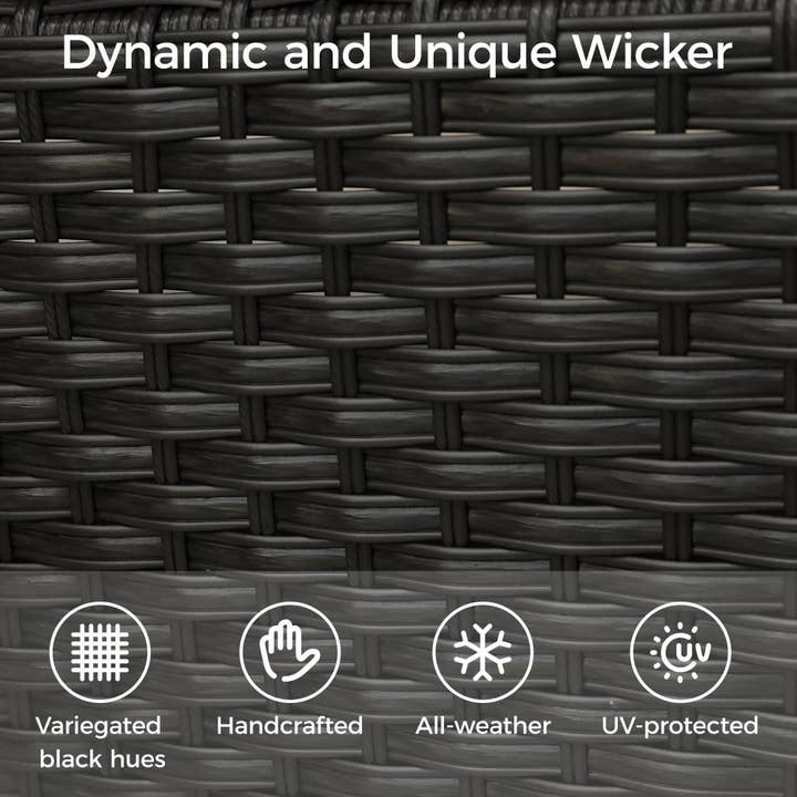 Blue 6 Pcs PE Rattan Outdoor Furniture with Table and Ottomans for wholesale on Faire2