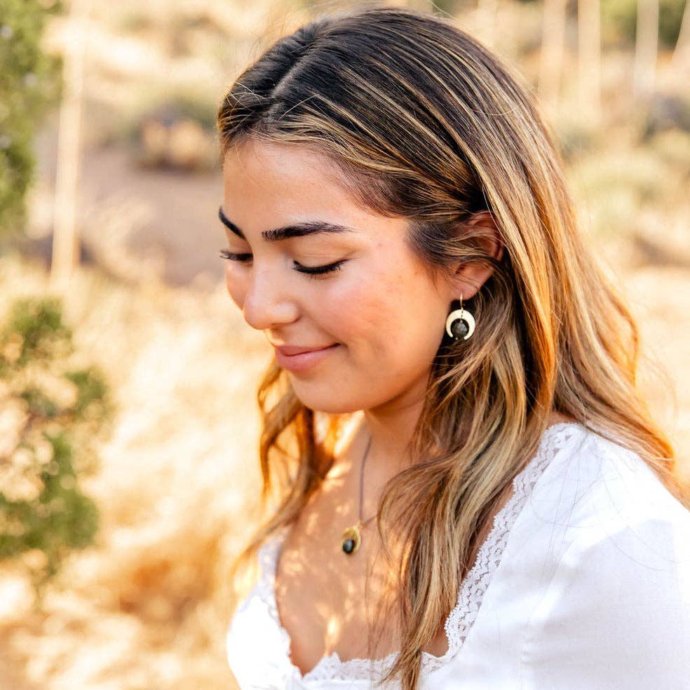 Santore Jewelry Company - Wholesale Dangle Earrings - Pyrite Quarter Moon Earring2