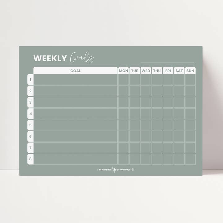 Magnet | Weekly Goal Chart - Sage (A4) for wholesale by Organising Life Beautifully
