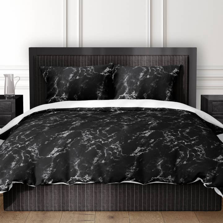 Satin D'Or Bettbezug Marmor schwarz für den Großhandel von TEXTAP B.V.