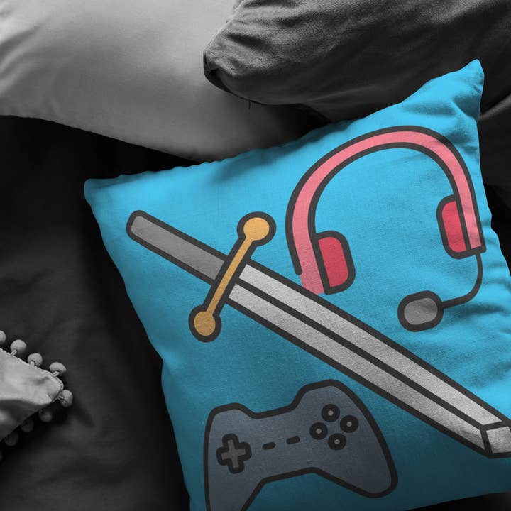 Gaming Adventure Throw Pillow, Kid Gamer Pillow, Kids Bedroom Decor, Gift for Gamer, RPG Decor for wholesale by Caliberry Home Goods