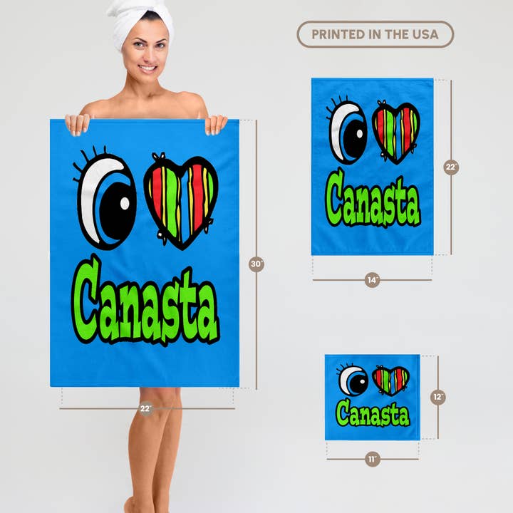 3dRose - Wholesale Bath Towel - 3dRose, Bright Eye Heart I Love Canasta, Towel6