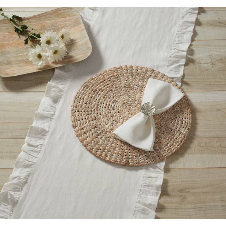 Split P - Wholesale Placemat - Braided Hyacinth Round Placemat - White