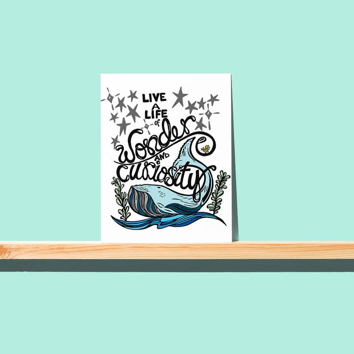 Block21Prints - Wholesale Everyday Greeting Card - Whale Wonder and Curiosity Blank Greeting Card