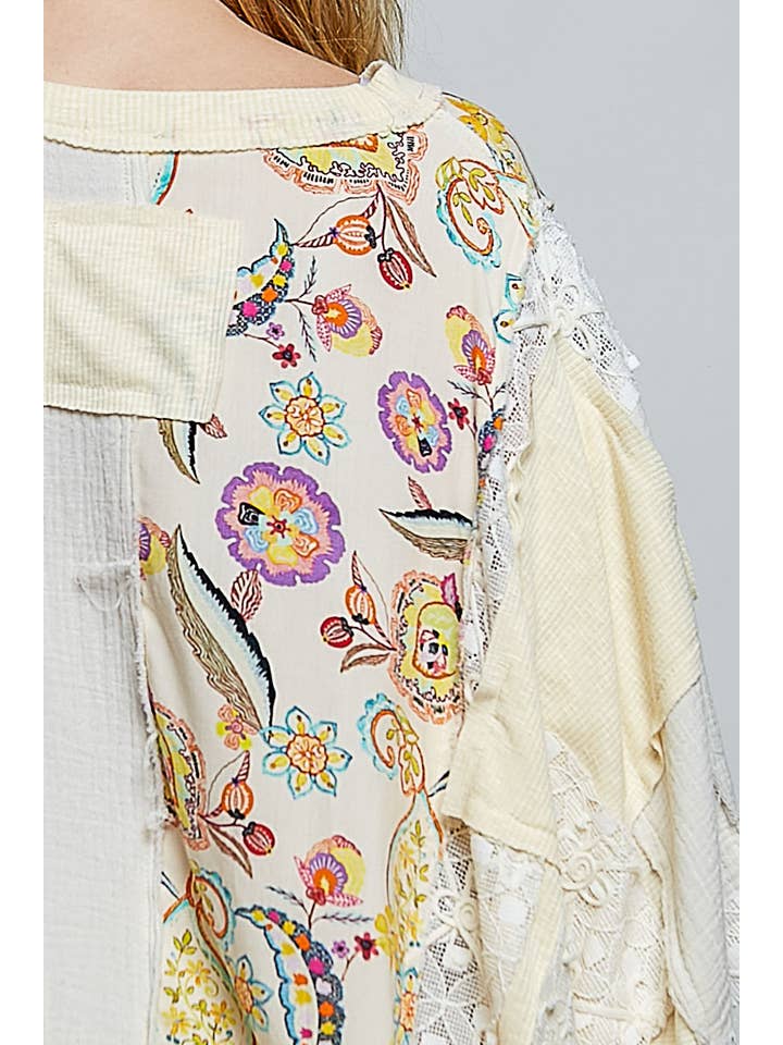 Pol Clothing - Wholesale Blouse - Women's - Round Neck Double Gauze Floral Woven Top16