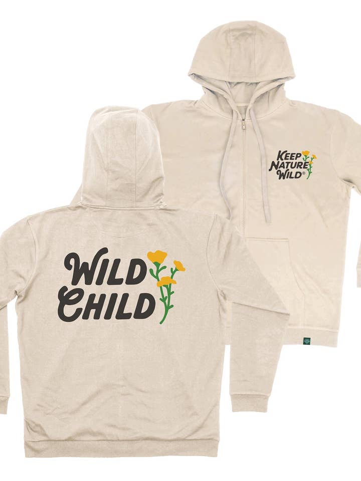 Wild Child Zip-Up Hoodie | Natural for wholesale by Keep Nature Wild