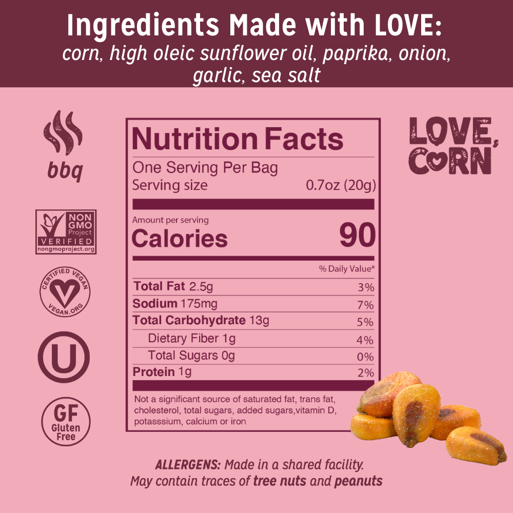 LOVE CORN - Wholesale Puffed Snack - LOVE CORN BBQ Multipack 0.7oz x 20 Bags3