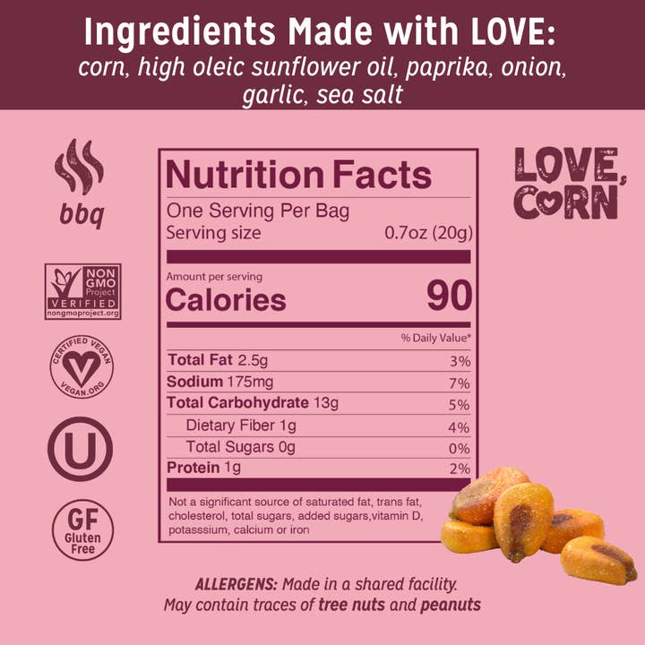 LOVE CORN - Wholesale Puffed Snack - LOVE CORN BBQ Multipack 0.7oz x 20 Bags3