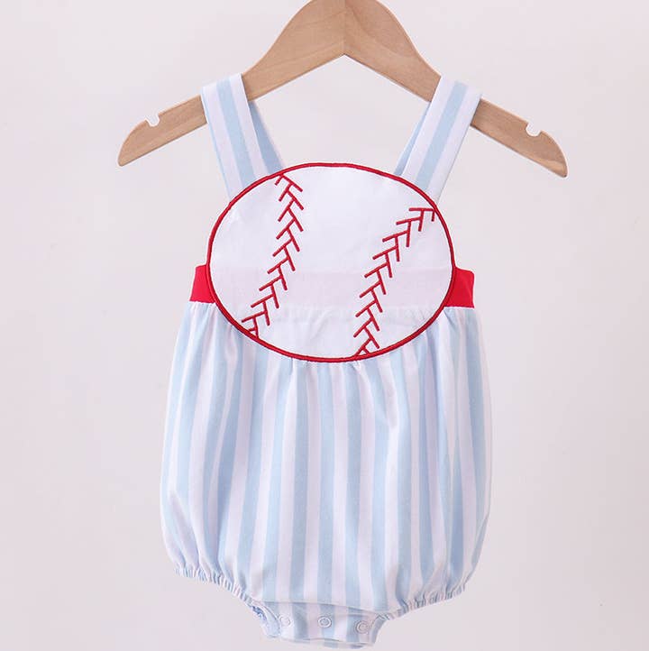Blue baseball applique bubble for wholesale by Aspen Rain Boutique
