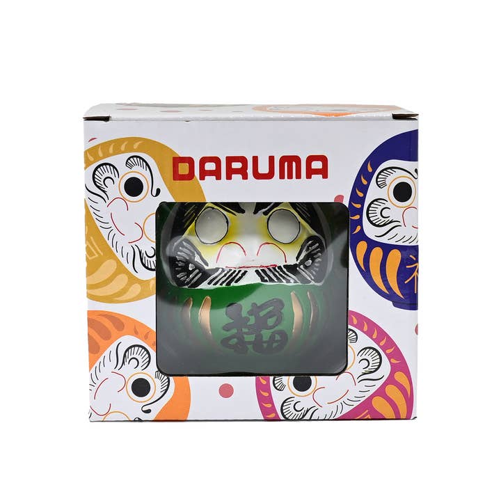 Urban Tokyo – wholesale Decorative figurine – 3.5 Inch Lucky Daruma Green Vitality Unpainted Eyes (1/36)1