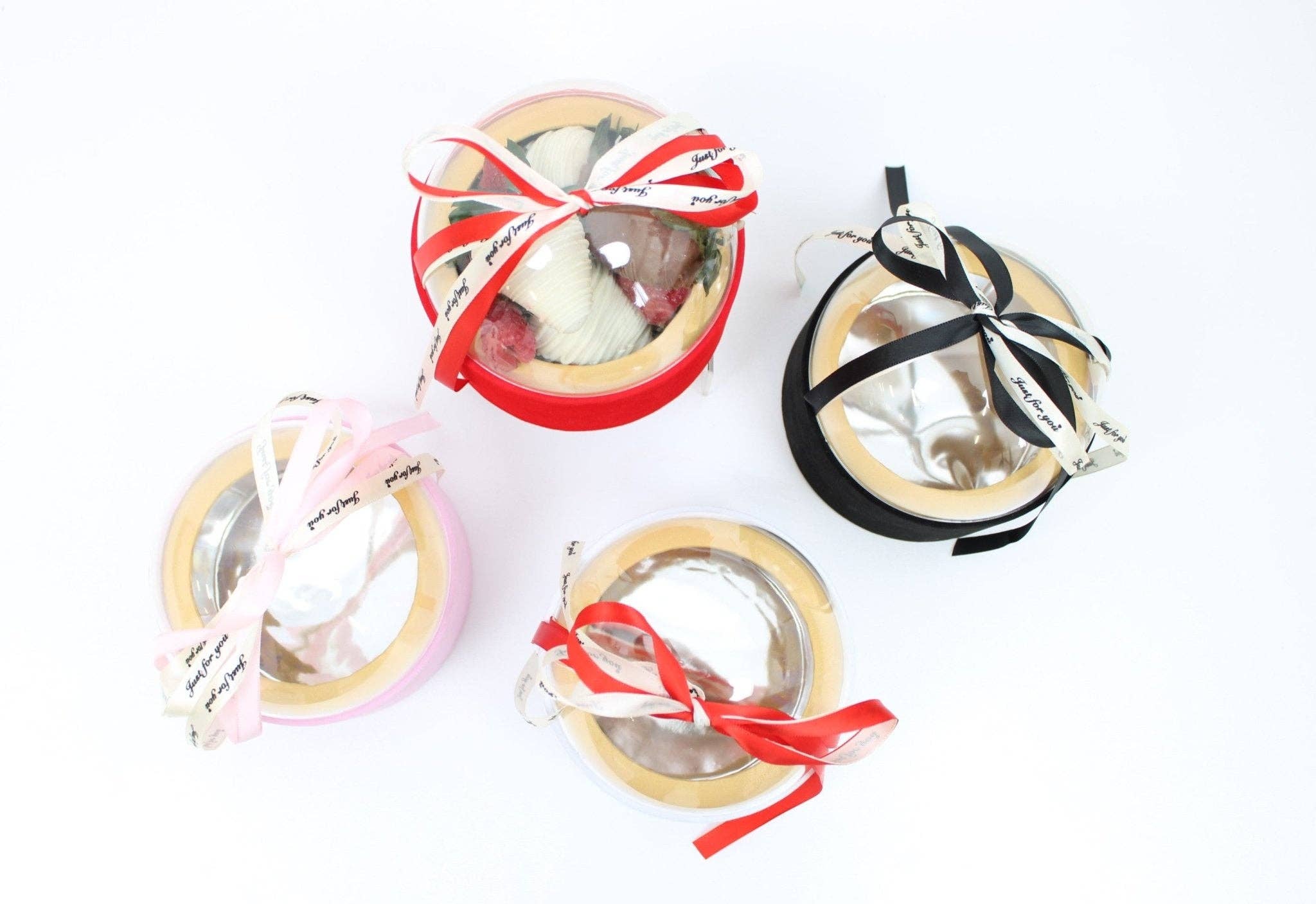 Elegant Design Supply - Vente Coffrets cadeaux - Boîte-cadeau ronde avec couvercle transparent et ruban3