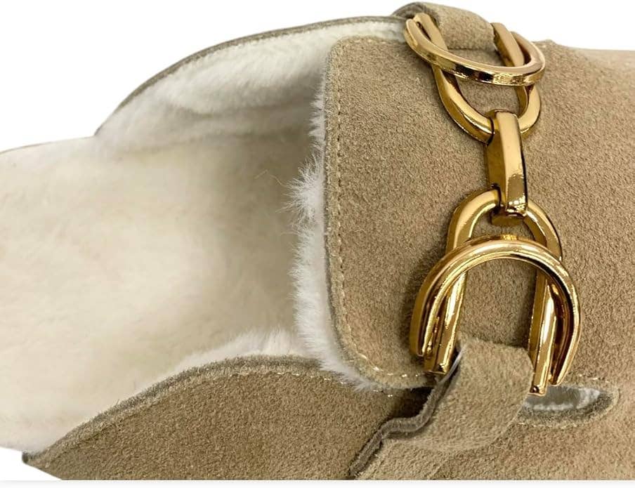 OOG - Wholesale Slippers - Women's - OS1820 Beige OOG Damen Leder Hausschuhe Slipper Clogs mit Teddyfelldecksohle0