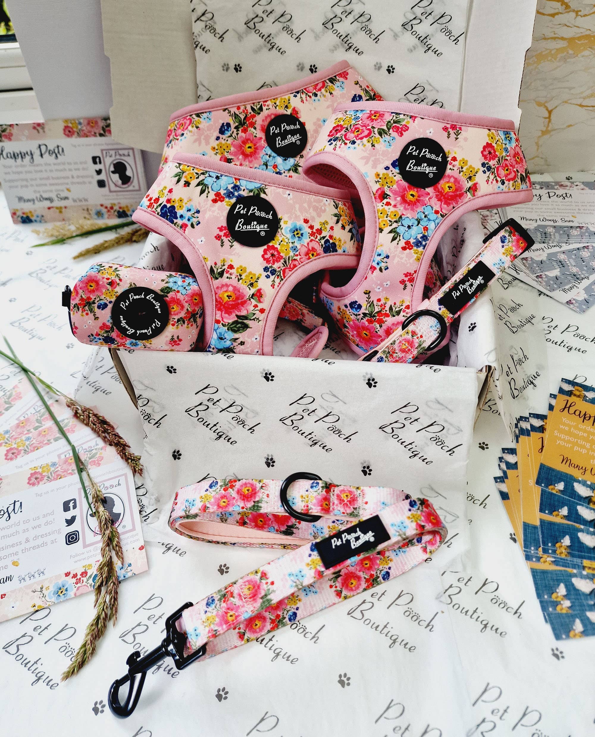 Pet Pooch Boutique - Wholesale Pet Collar - Dog - Cottage Floral Dog Collar/Optional Flower Accessory (pink)6