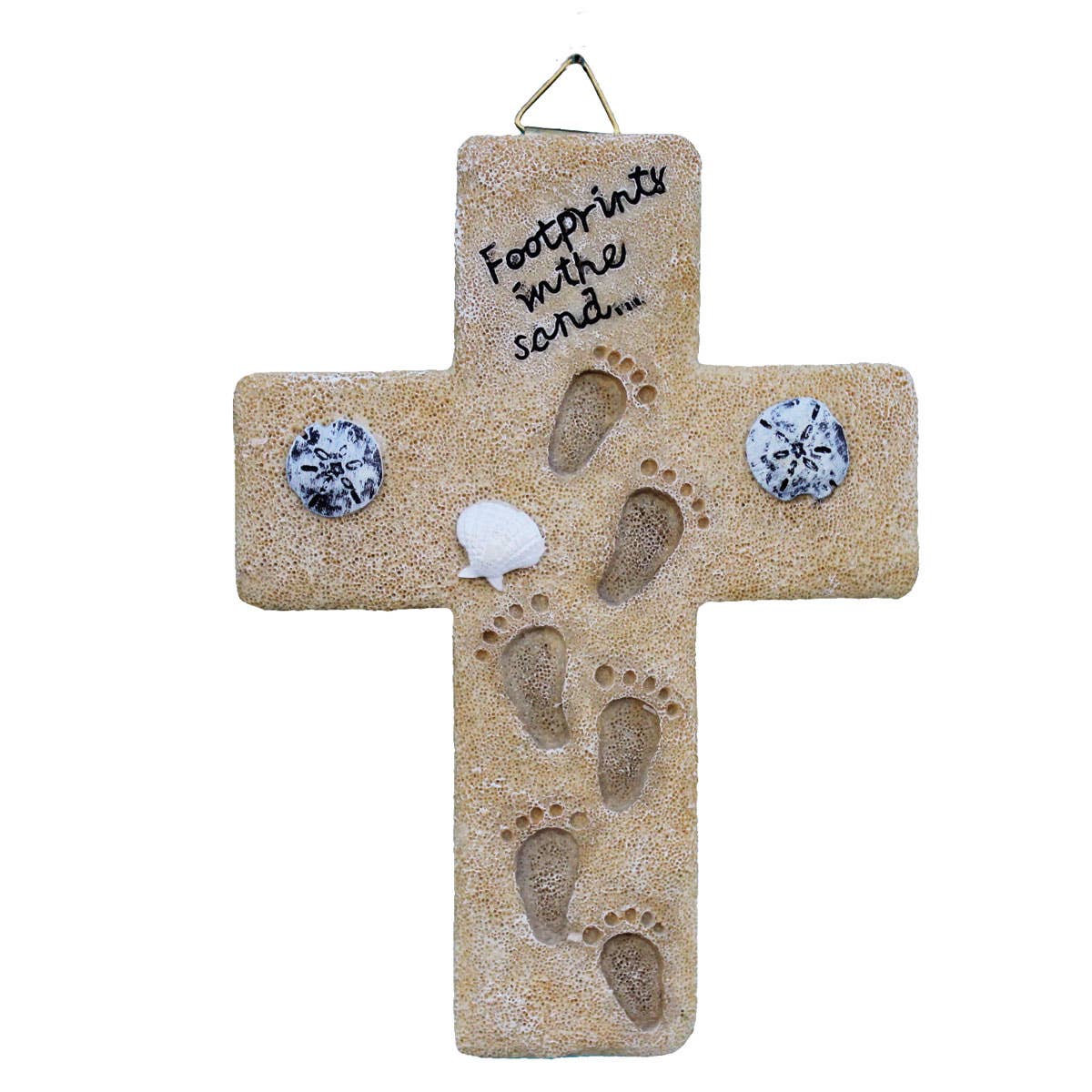 California Seashell Company - Wholesale Wall Cross - Footprints in the Sand - Cross with Poem2