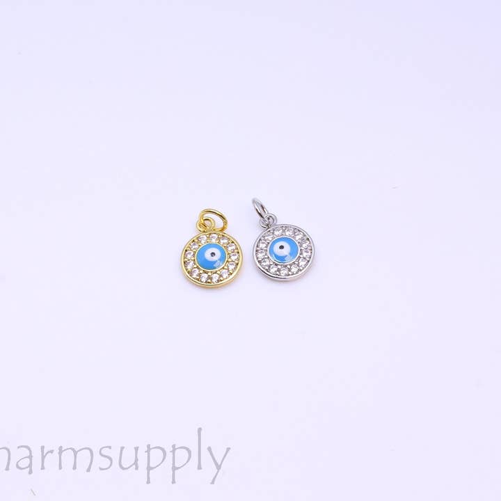 Jewel Pledge - Wholesale Individuele bedel/hanger - Goud/Zilver Turquoise Emaille Boze Oog Bedel CPS106,CPG1062