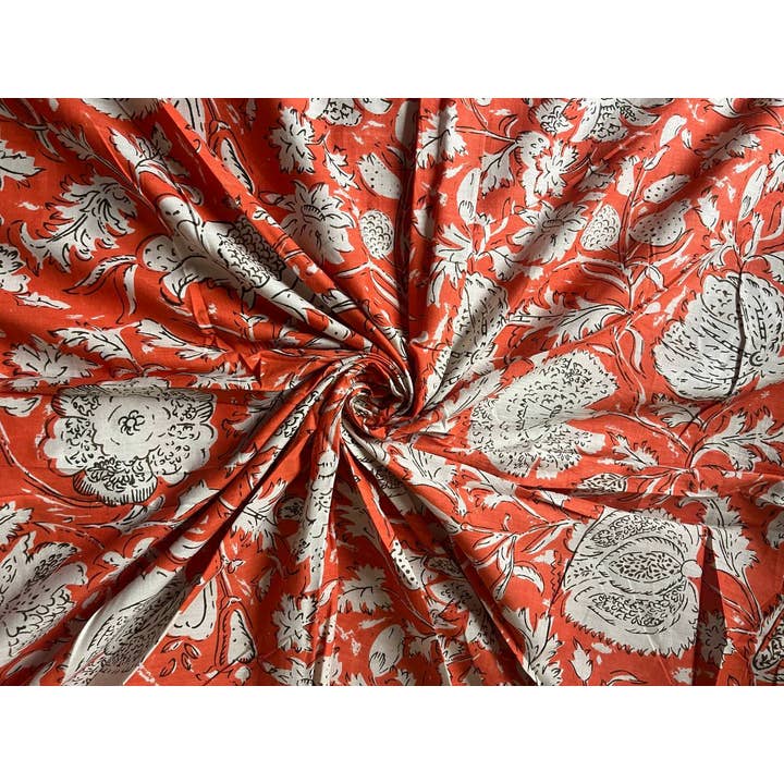 Bhawana Handicrafts - Wholesale Fabric Paint - Orange Amanda Printed Fabric Cotton Women Dressmaking Fabric