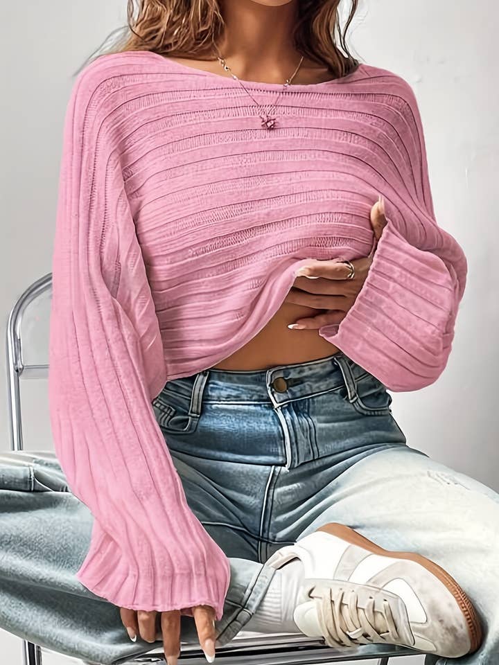 Lily Clothing - Wholesale Knit Sweater - Women's - Versatile solid color loose knitted sweater1