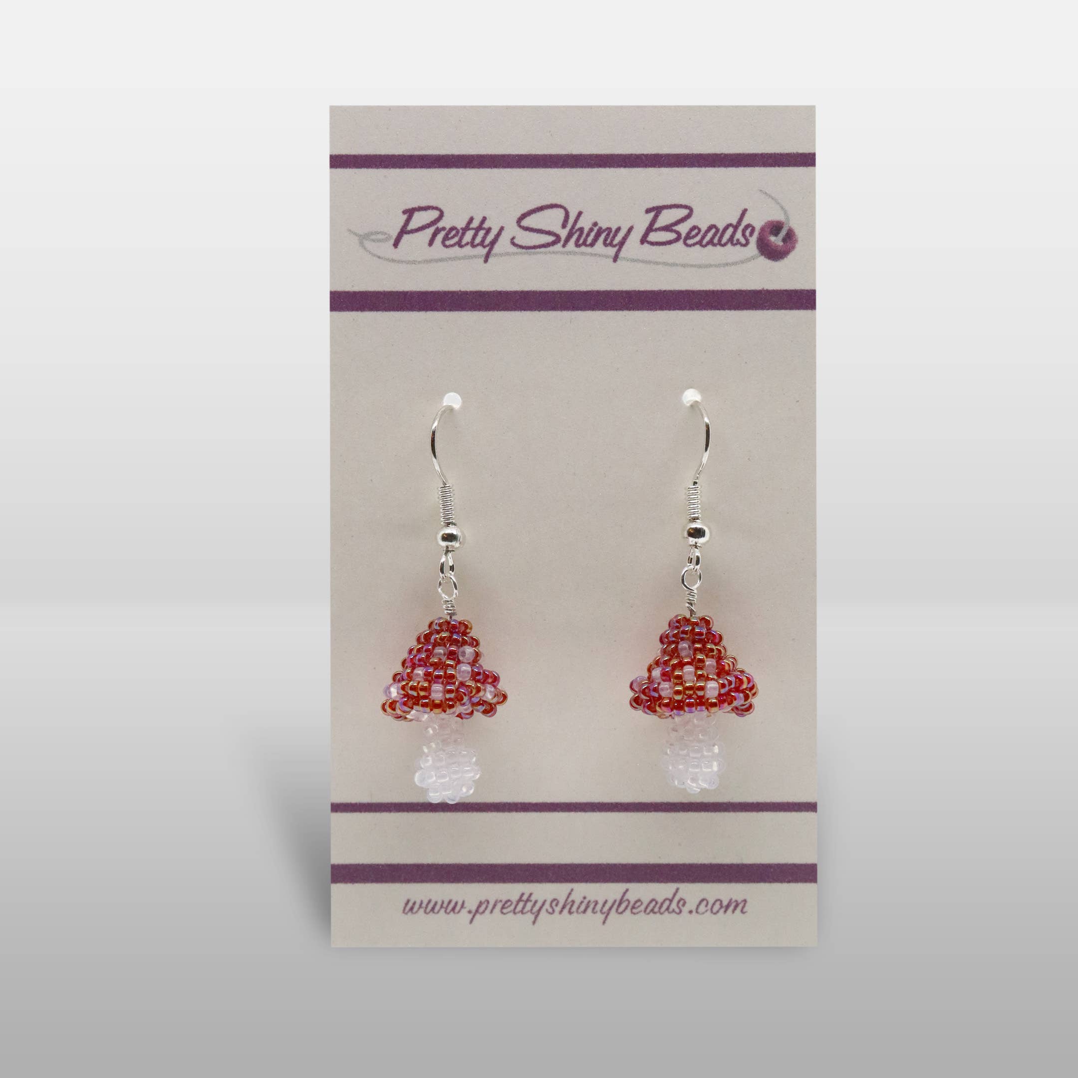 Pretty Shiny Beads - Wholesale Dangle Earrings - 3D Beaded Mushroom Earrings3