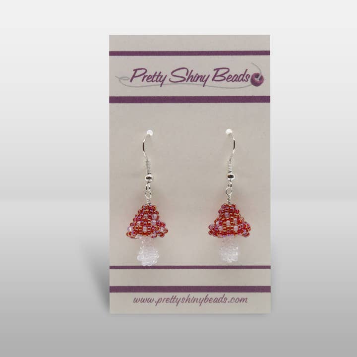 Pretty Shiny Beads - Wholesale Dangle Earrings - 3D Beaded Mushroom Earrings3