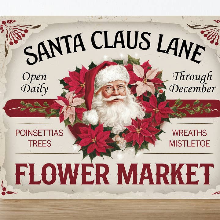 Mercato dei fiori di Santa Claus Lane per la vendita all'ingrosso da parte di The British Metal Signs Company