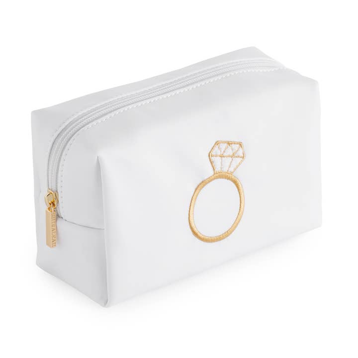 BLING RING SMALL ZIP POUCH, WHITE for wholesale by Shiraleah