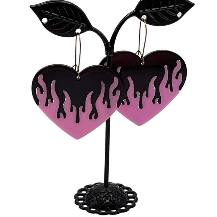 S and E Hobbies and Collectables - Wholesale Dangle Earrings - Flaming Heart Earrings