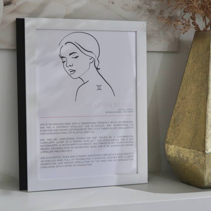 Gemini Zodiac Framed Print (A4) for wholesale by By Laura Henao