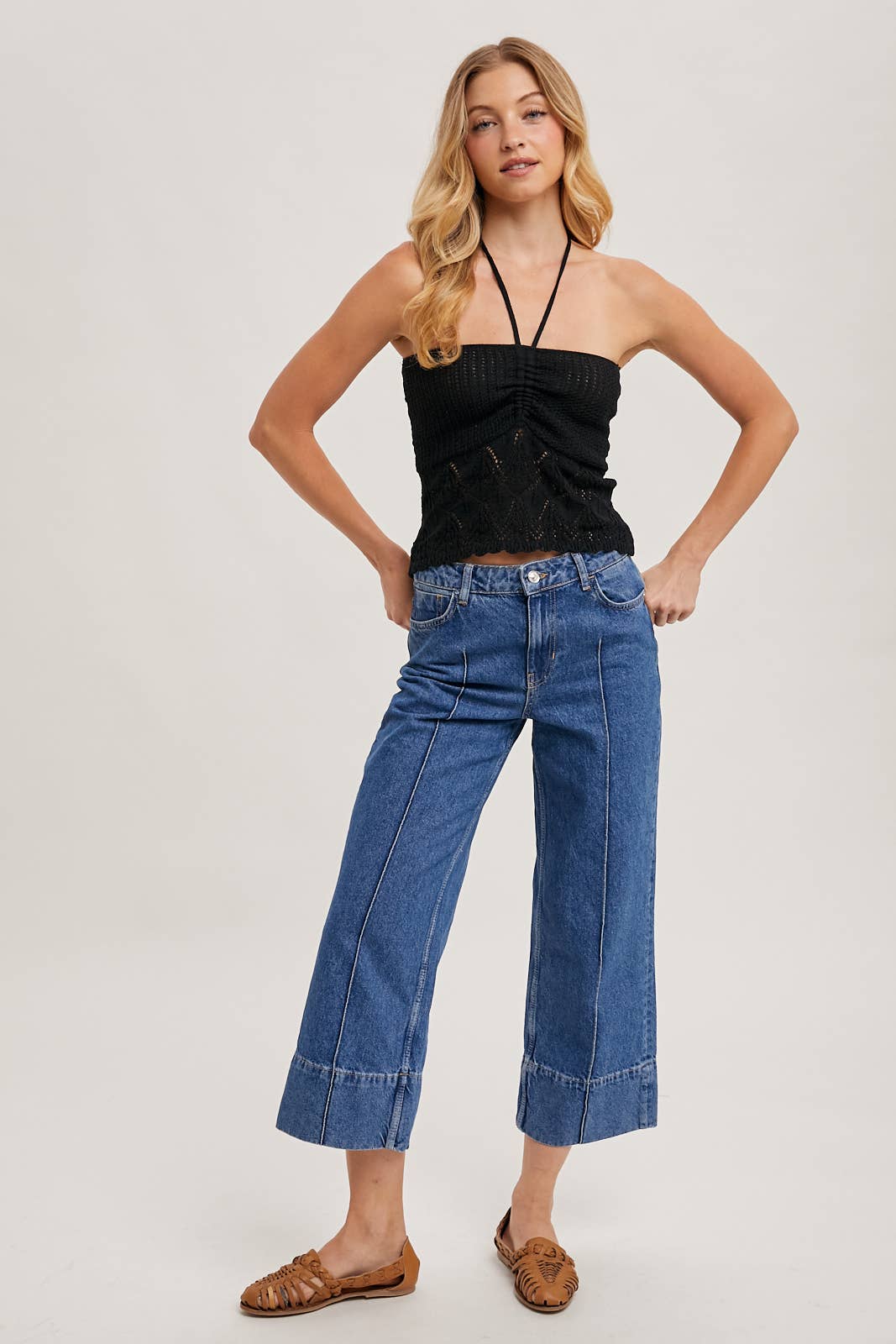 Bluivy – wholesale Knit top – Women's – KNOTTED POINTELLE KNIT HALTER TOP SWEATER9