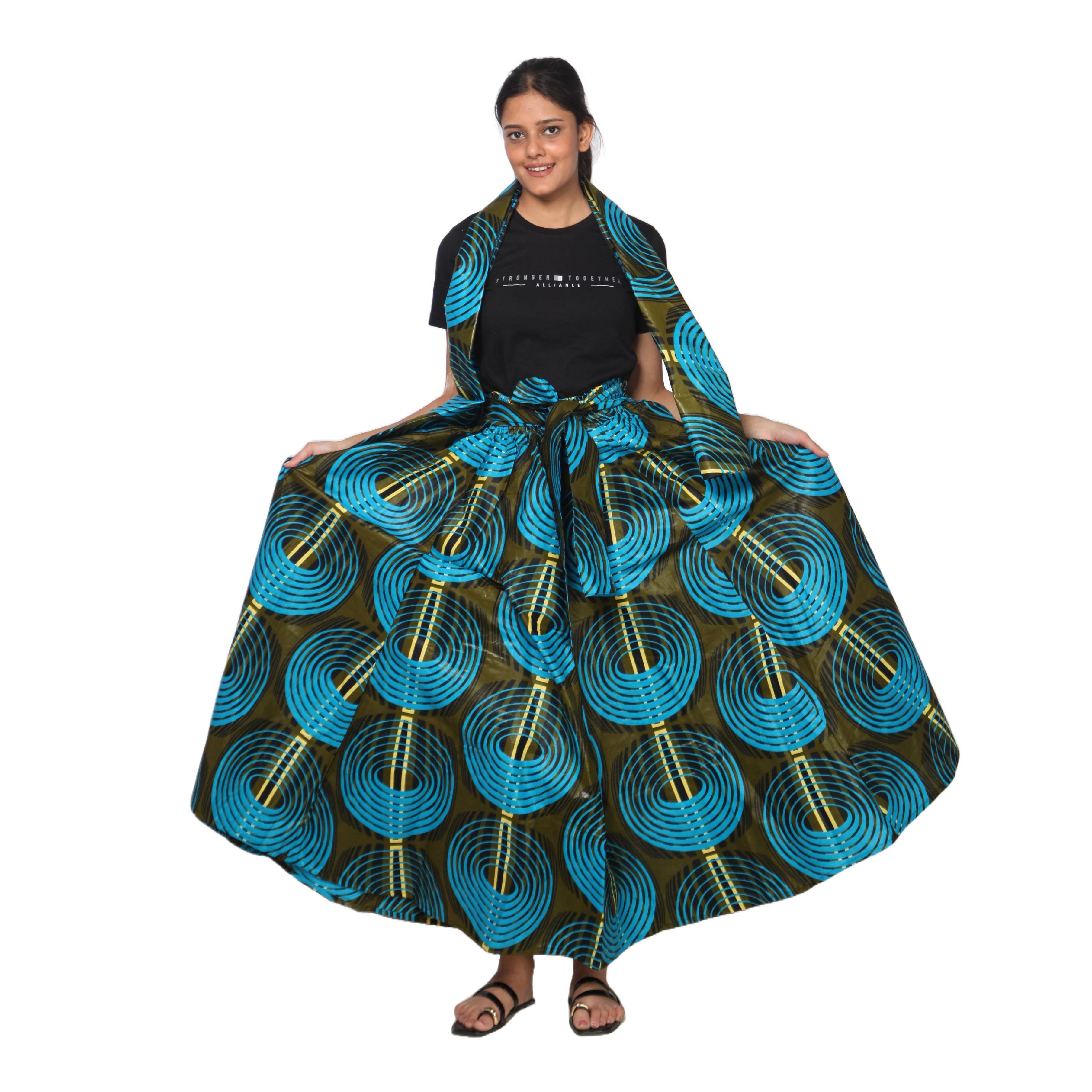 African Stars - Wholesale Skirt - Women's - Women's African Printed Long Maxi Skirt -- FI-3213