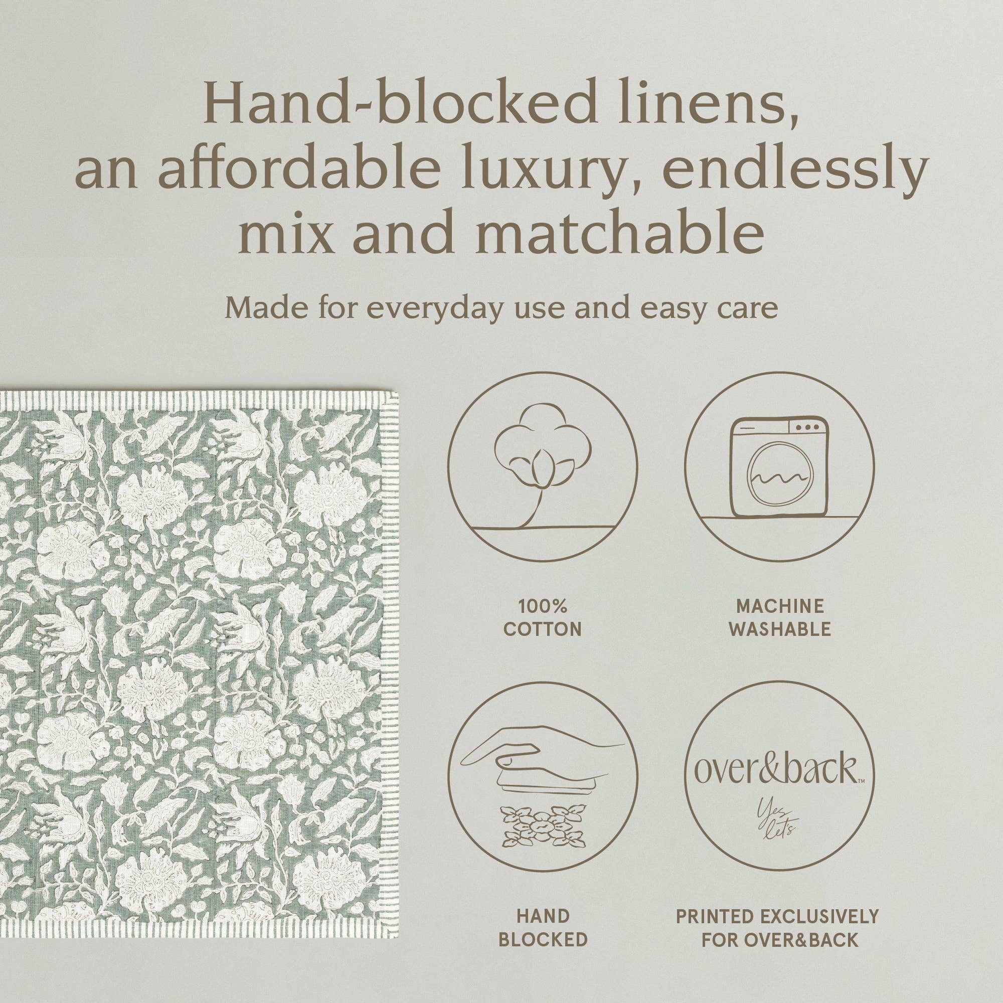 over&back - Wholesale Dinner & Cloth Napkin - Artisan Hand-Blocked Cloth Napkins – 100% Cotton – Set of 4 45