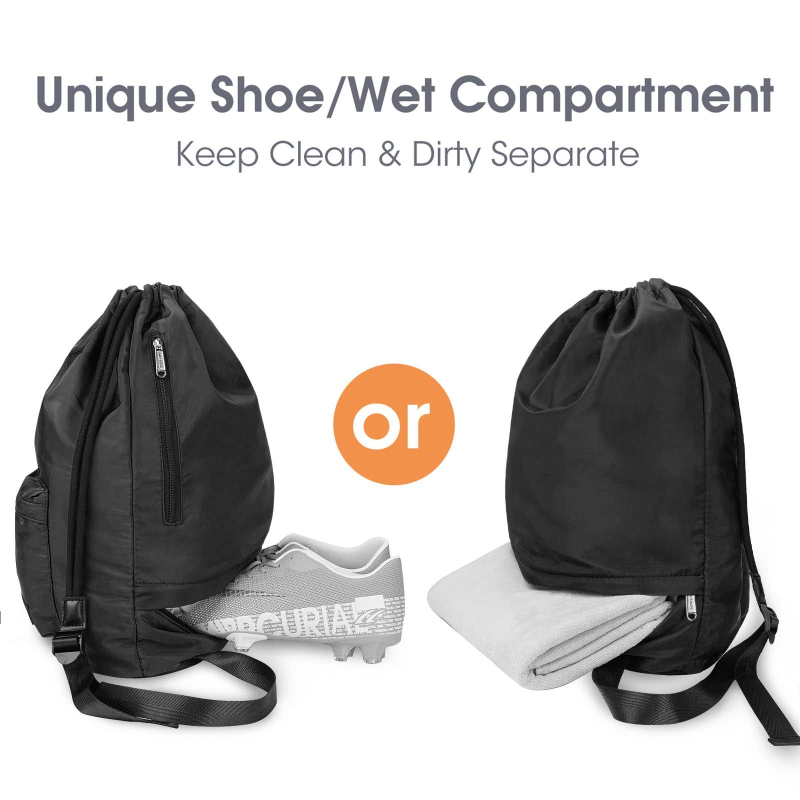 wandf - Wholesale Backpack - Unisex - WF6030 Sport Drawstring Backpack With Shoe Compartment2