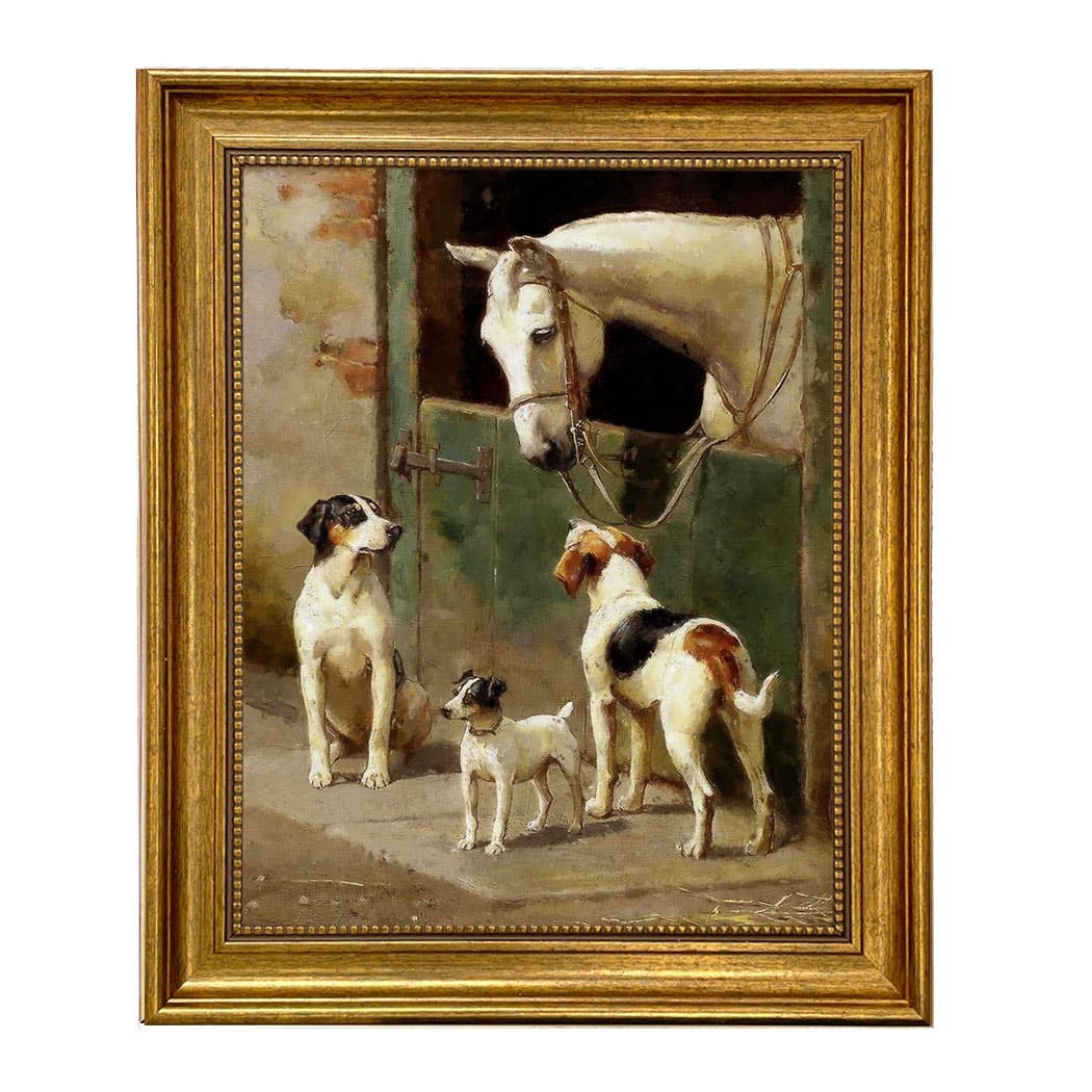 Madison Bay Co. - Historical Home Decor Reproductions - Wholesale Art Print - Dog and Horse at Stable Vintage Painting Print on Canvas12