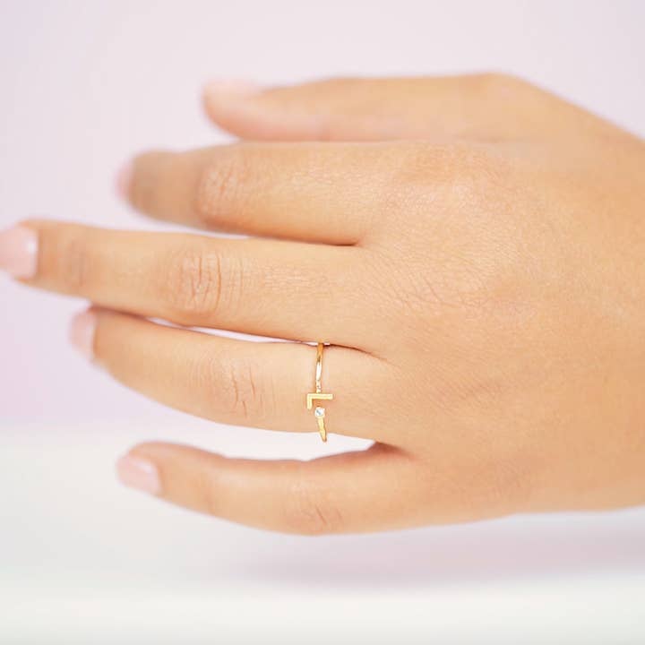 18K Gold Plated, Size 7 Initial Ring for wholesale by Katie Dean