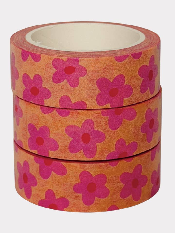 Yellow and Pink Flowers Washi Tape for wholesale by Tillie Rose Studio