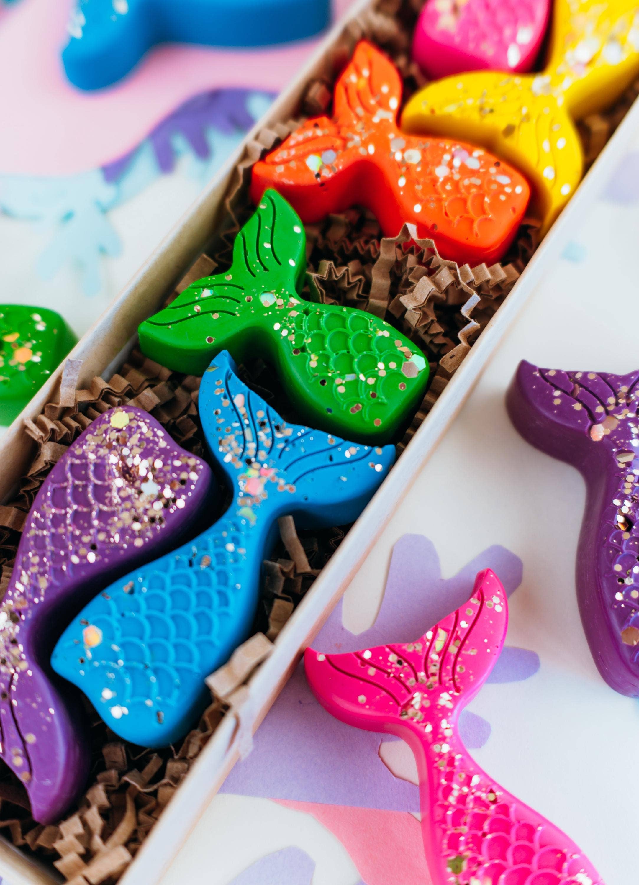 Wonder Hue Crayon Co. - Wholesale Crayons - Kids & Baby - Glitter Mermaid Crayons, Non-Toxic Kids Art Supplies1