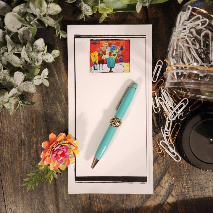 Flowers & Wine Notepad for wholesale by Julie Abbott Art