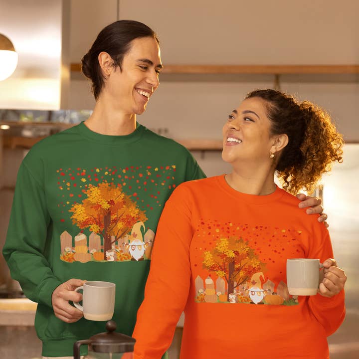 Herbstsaison Gnom-Crewneck-Sweatshirt, Gemütliches Herbstbaum-Design, Unisex-Sweatshirt, Feiertagsgeschenk für den Großhandel von Happythings76