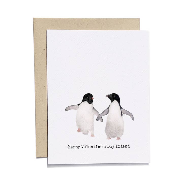 Carte de Saint-Valentin avec pingouin pour la vente par Kylie Paper Co.