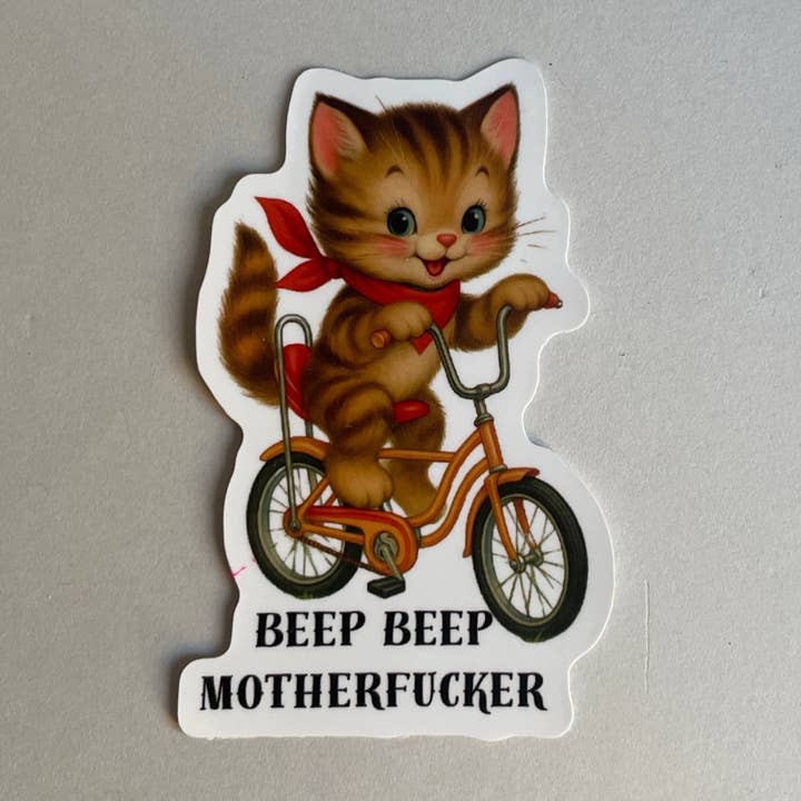 Beep Beep Motherfucker – Statement Sticker with Cat for wholesale by FAKEBERLIN