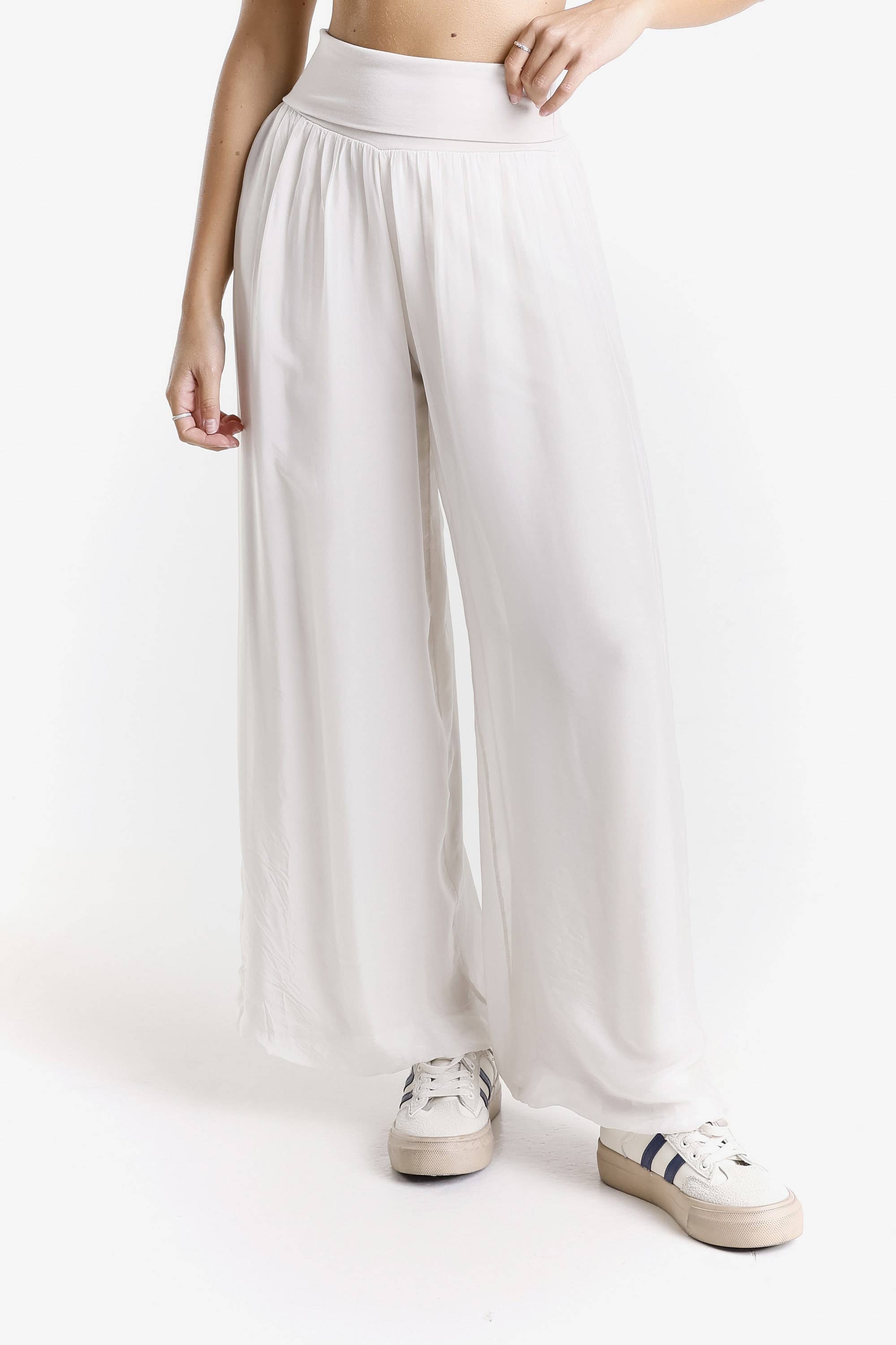 TINA Stephens Italy/Tees By Tina - Venta al por mayor Pantalones - Mujer - Pantalón de seda ancho Mercedes con cintura doblada (PL203)35