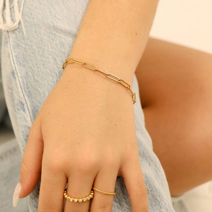 WJW - Wholesale Link & Chain Bracelet - Stainless Steel Paperclip Chain Bracelet