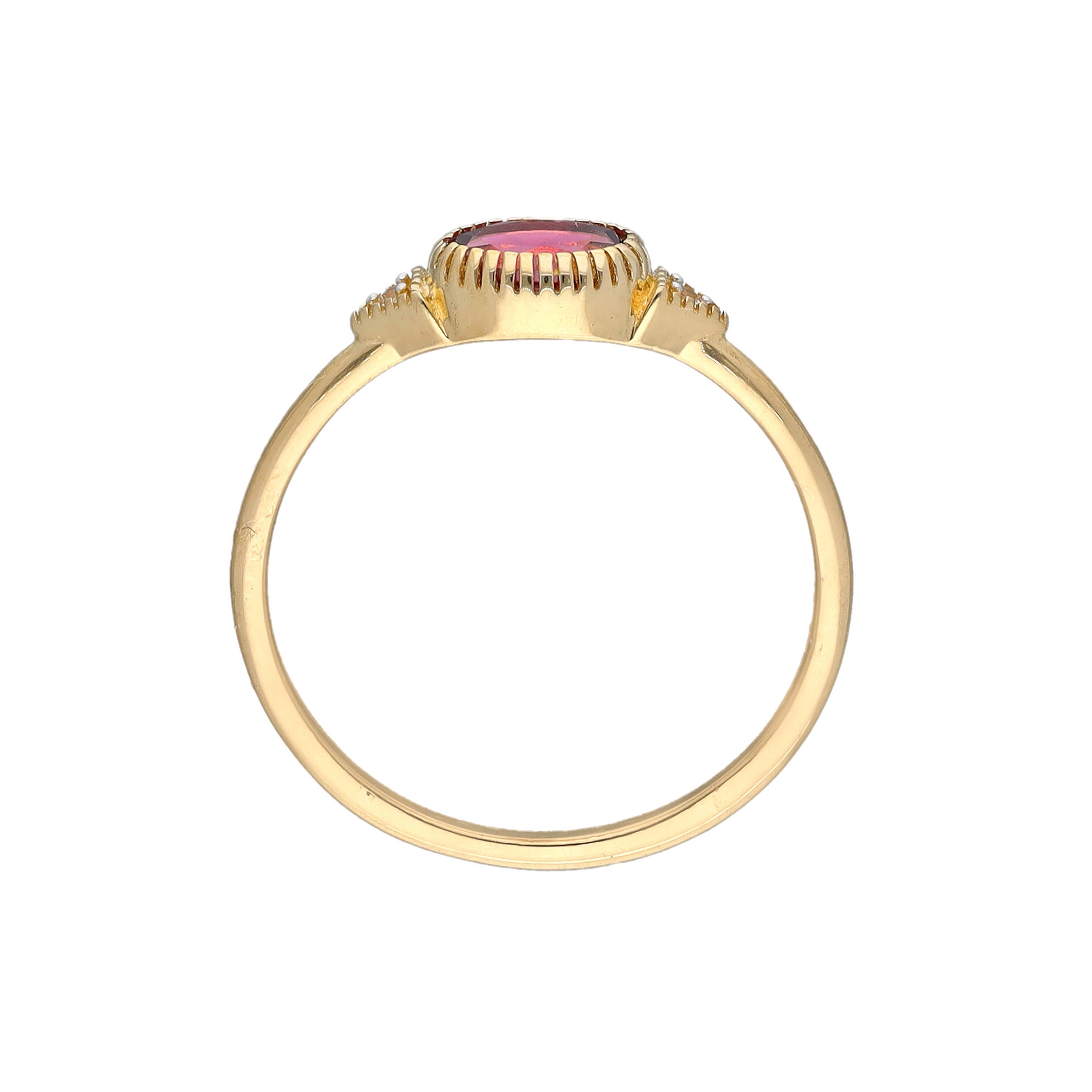 Tiramisu - Wholesale Engagement Ring - Gold Plated Over Silver Rhodolite Garnet Solitaire Ring3