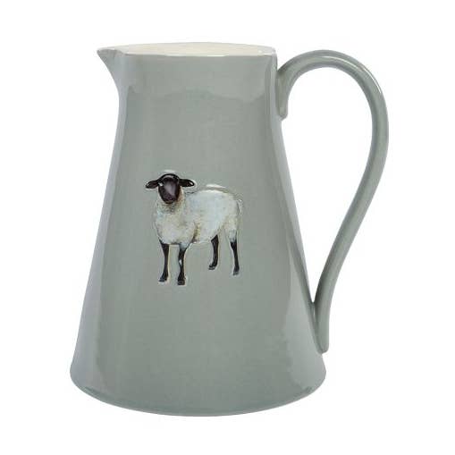 Sheep Jug Grey Embossed Stoneware With Black Face+ for wholesale by Langs