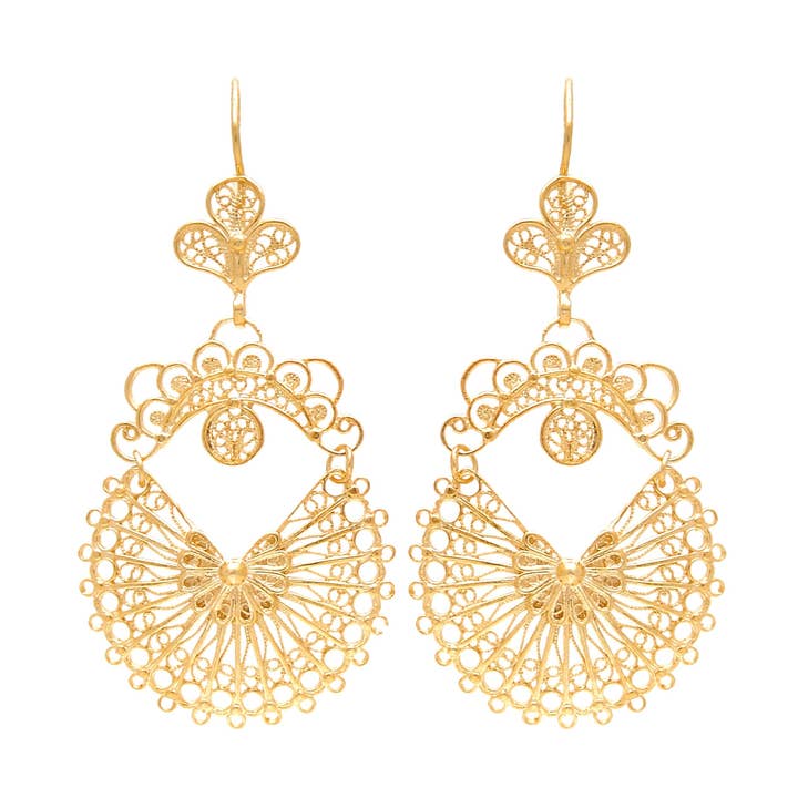 Earrings Arrecadas Filigree in Gold Plated Silver for wholesale by PORTUGAL JEWELS