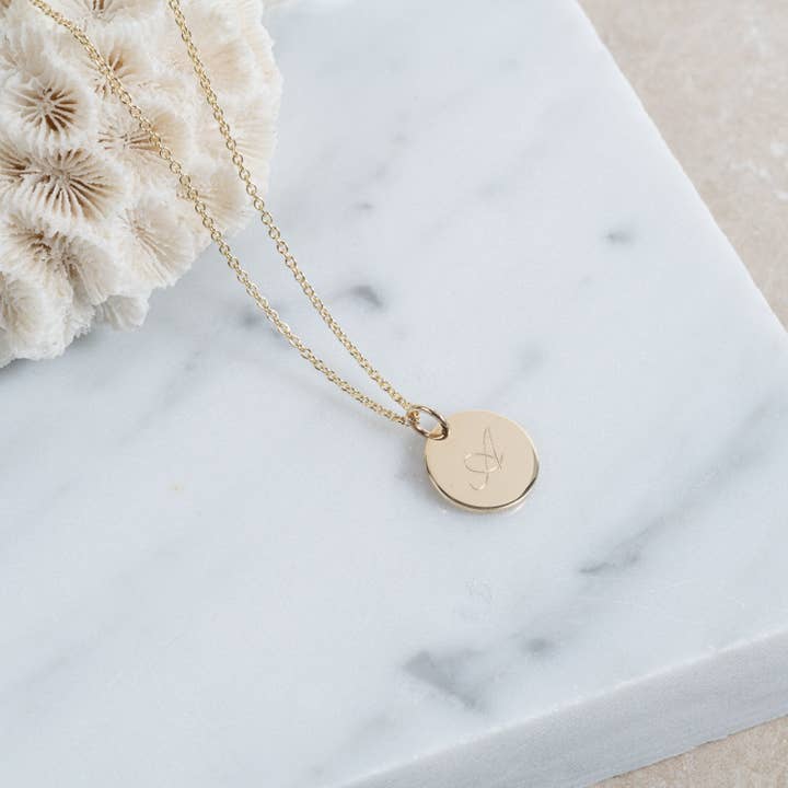 Auree Jewellery - Wholesale Individual charm/pendant - Pembroke 9ct Gold Engravable 12mm Small Disc Pendant2