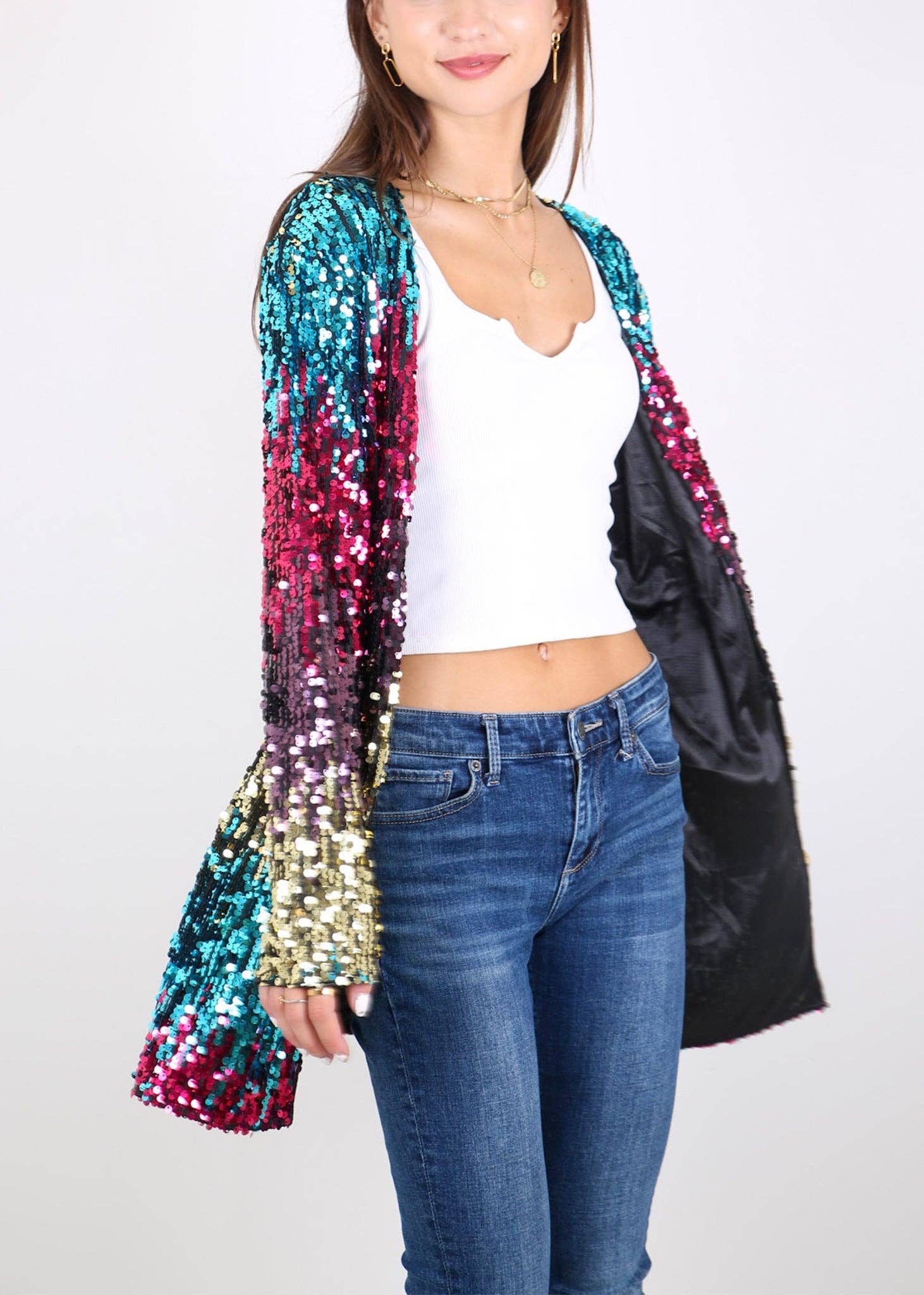 Anna Kaci Wholesale – wholesale Jacket – Women's – Women's Sequin Jacket Open Front Coat Blazer Party Cocktail3