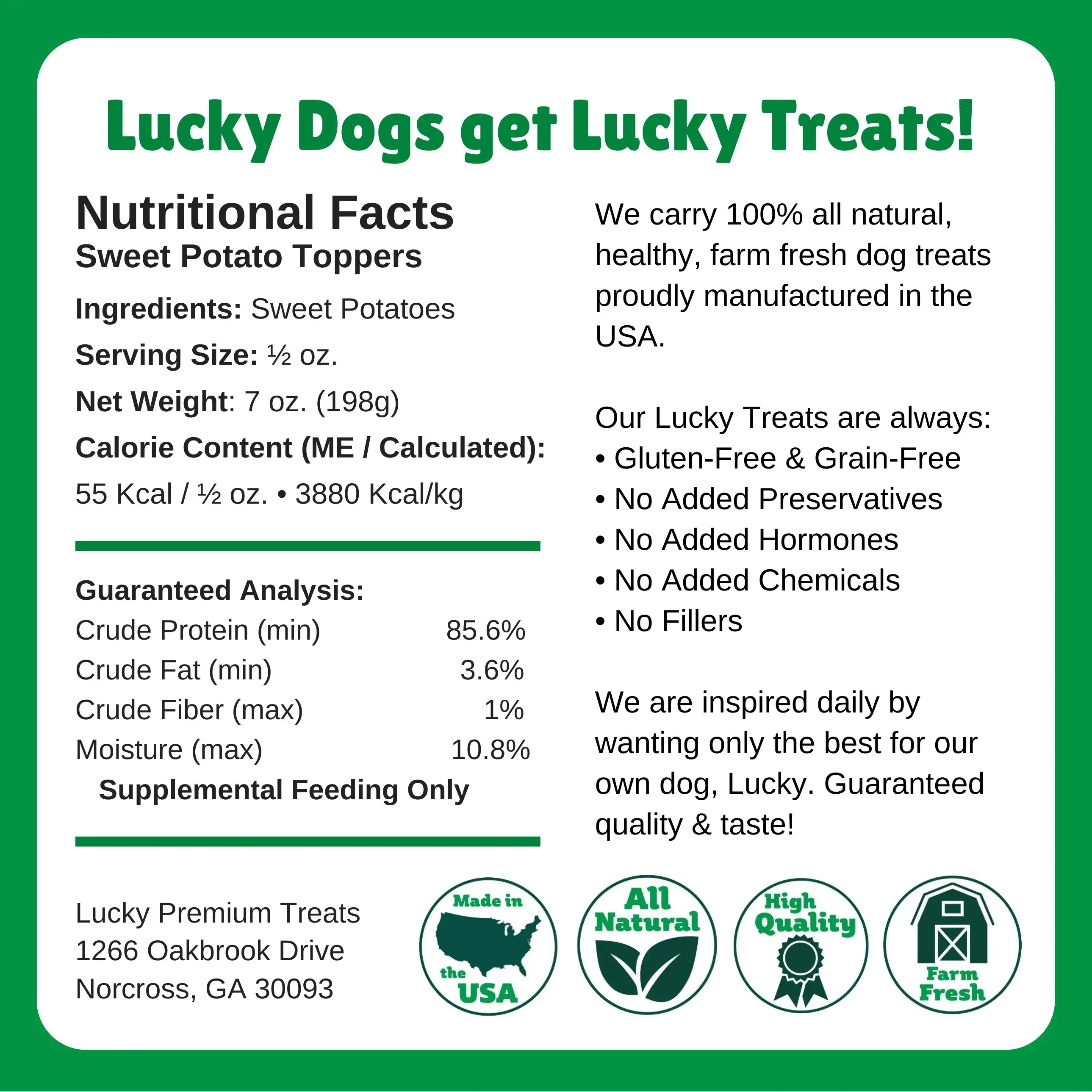 Lucky Premium Treats - Vente Friandises – chien - Paillettes/Garniture de Patate Douce en Vrac par lb5
